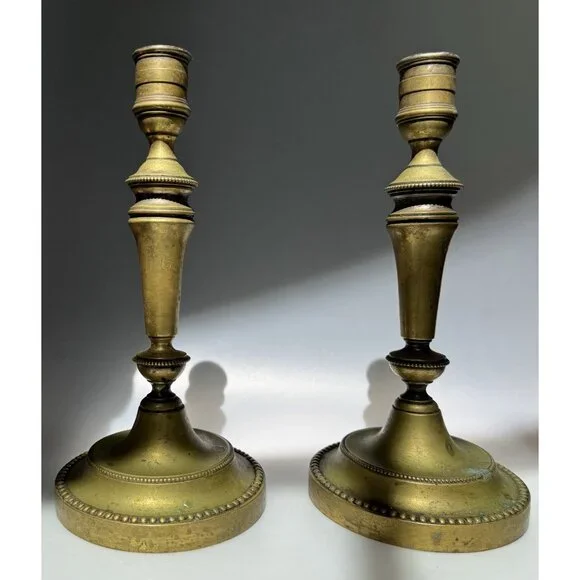 Vintage Christofle Candleholders Antique Brass